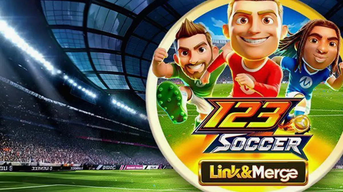 Tampilan visual game slot 123 Soccer Link&Merge dengan elemen sepak bola