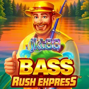 Tampilan visual slot Bass Rush Express dengan tema memancing di danau